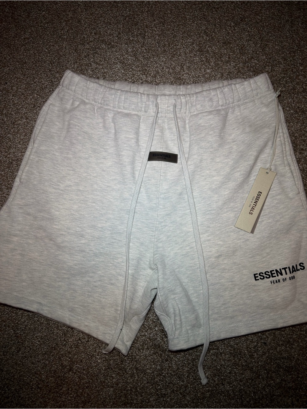 Fear of God Essentials Light Gray Logo Athletic Shorts
